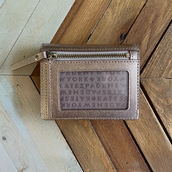 Small Shiny Pink/Champagne Kate Spade Wallet - Picture 4 of 5